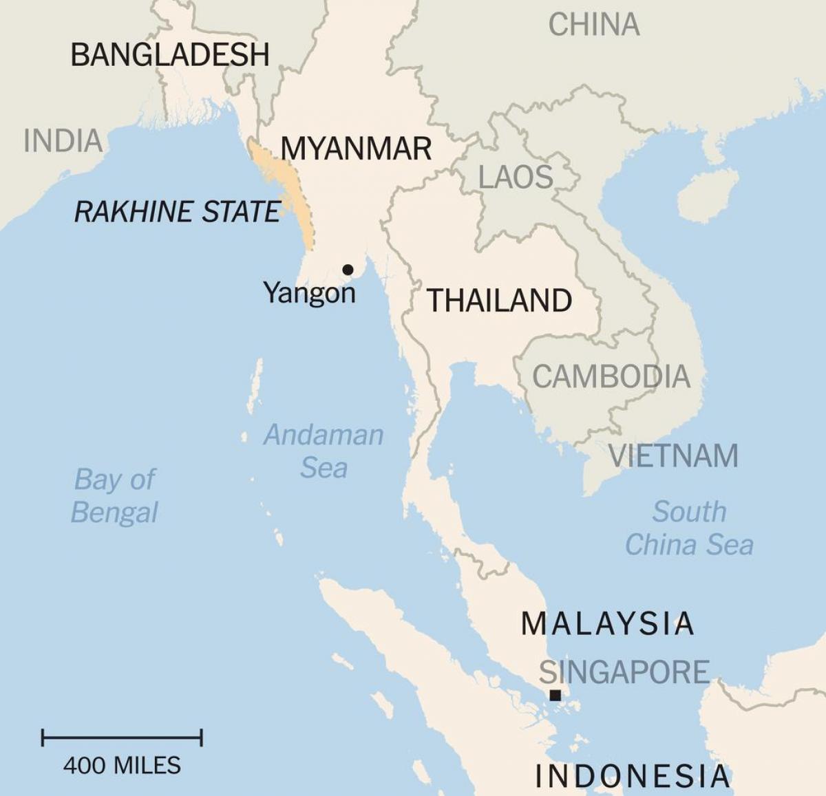 rakhine štátu, Myanmar mapu