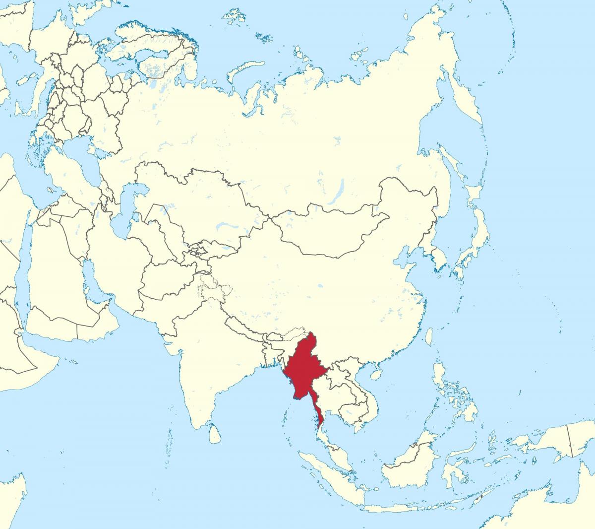 mapa sveta Myanmar Barme
