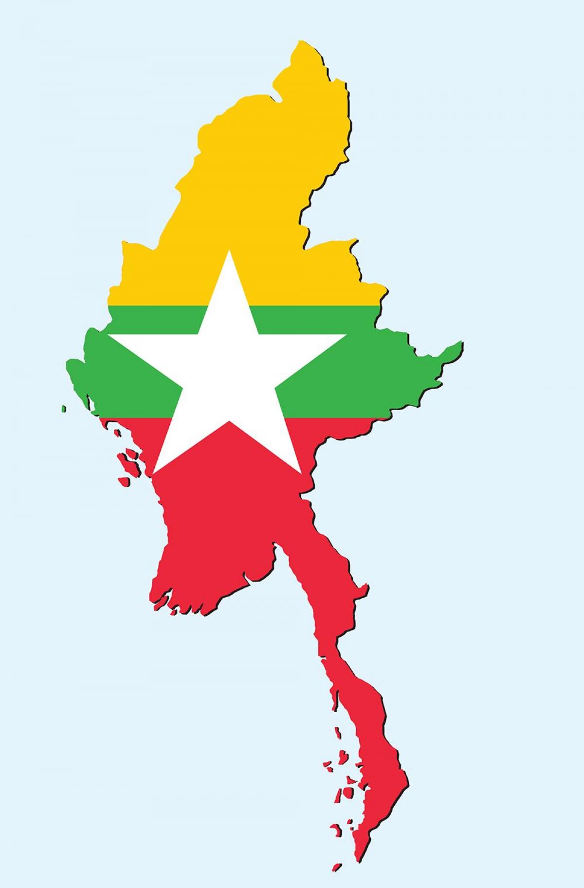 Mapa Myanmar vlajka